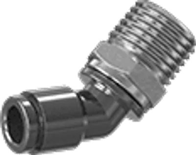 45deg bend, 1/4" NPT Male x 1/4" Press-in