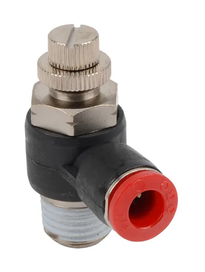 Elbow w/ meter in, 1/4" NPT Male x 1/4" Press-in