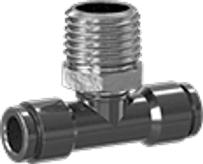 Swivel Tee - Branch, 1/4" NPT Male x 1/4" Press-in