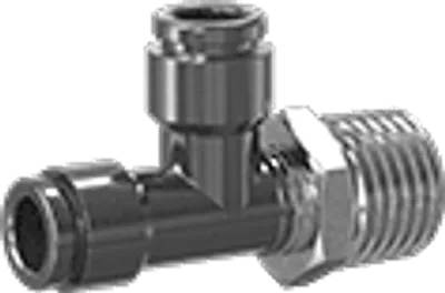 Swivel Tee - Run, 1/4" NPT Male x 1/4" Press-in