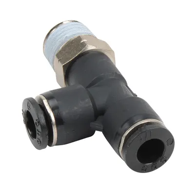 Tee - Run, 1/4" NPT Male x 1/4" Press-in