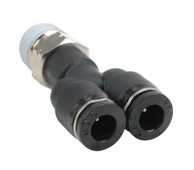 Wye, 1/4" NPT Male x 1/4" Press-in